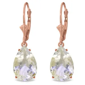 14K Solid Rose Gold Leverback Earrings Natural Rose Topaz Gemstone