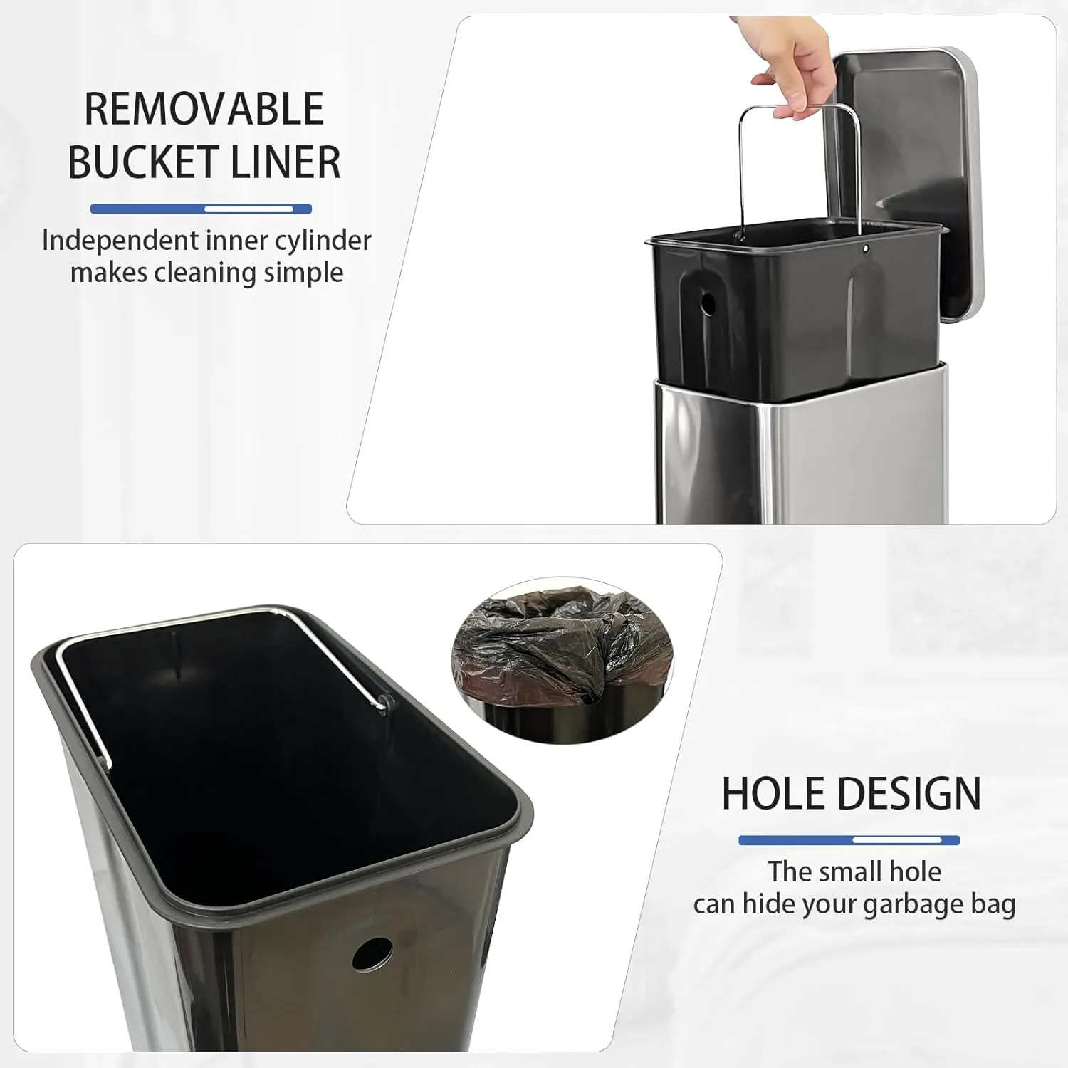 15L Slim Kitchen Trash Can