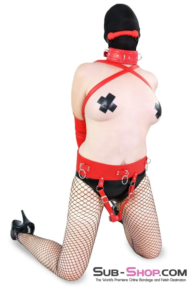 3707DL      Lustful Red Multiple Forced Fantasy Orgasms Vibrator Harness Bondage Belt - MEGA Deal