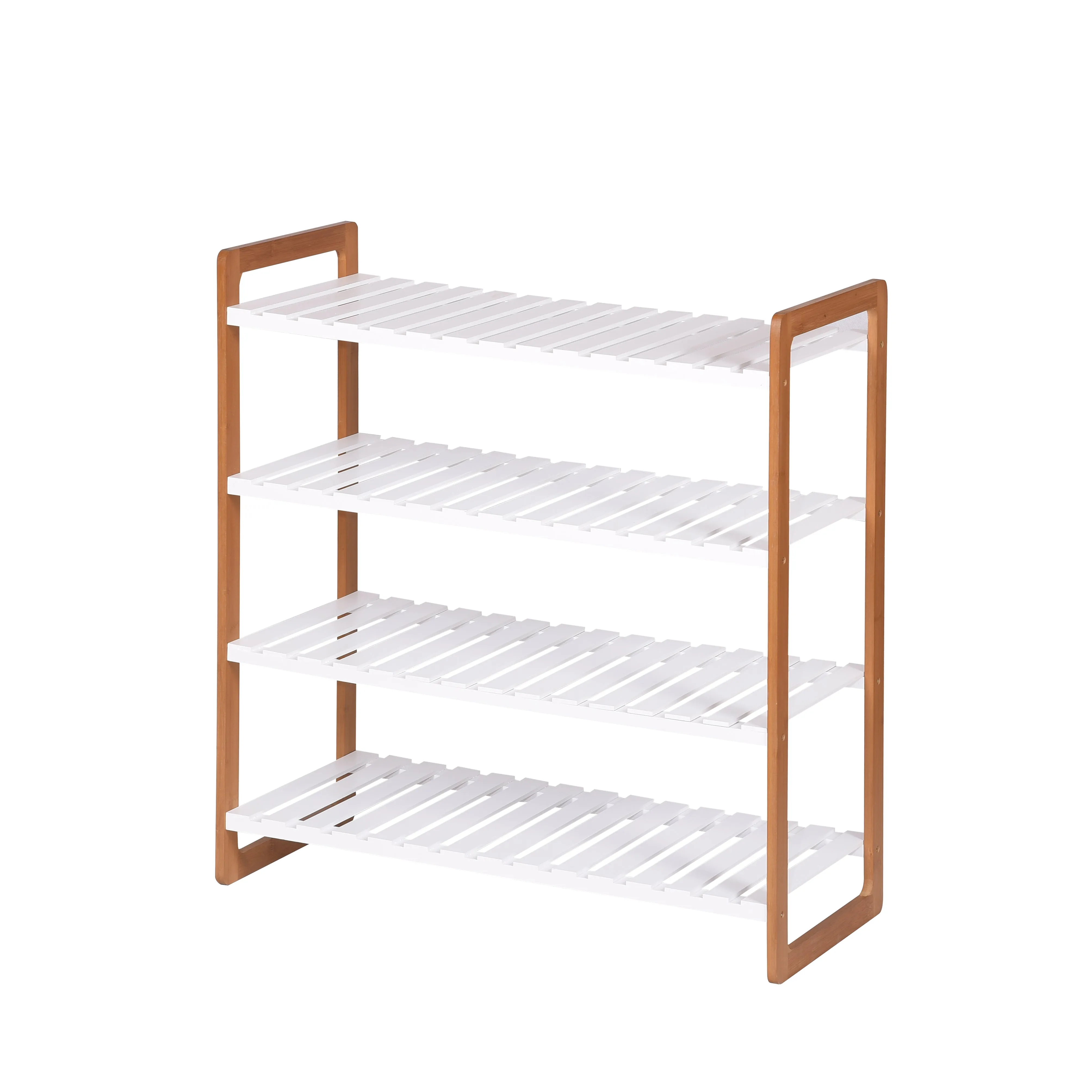 4 Tier Wooden Shoe Rack With Bamboo Frames