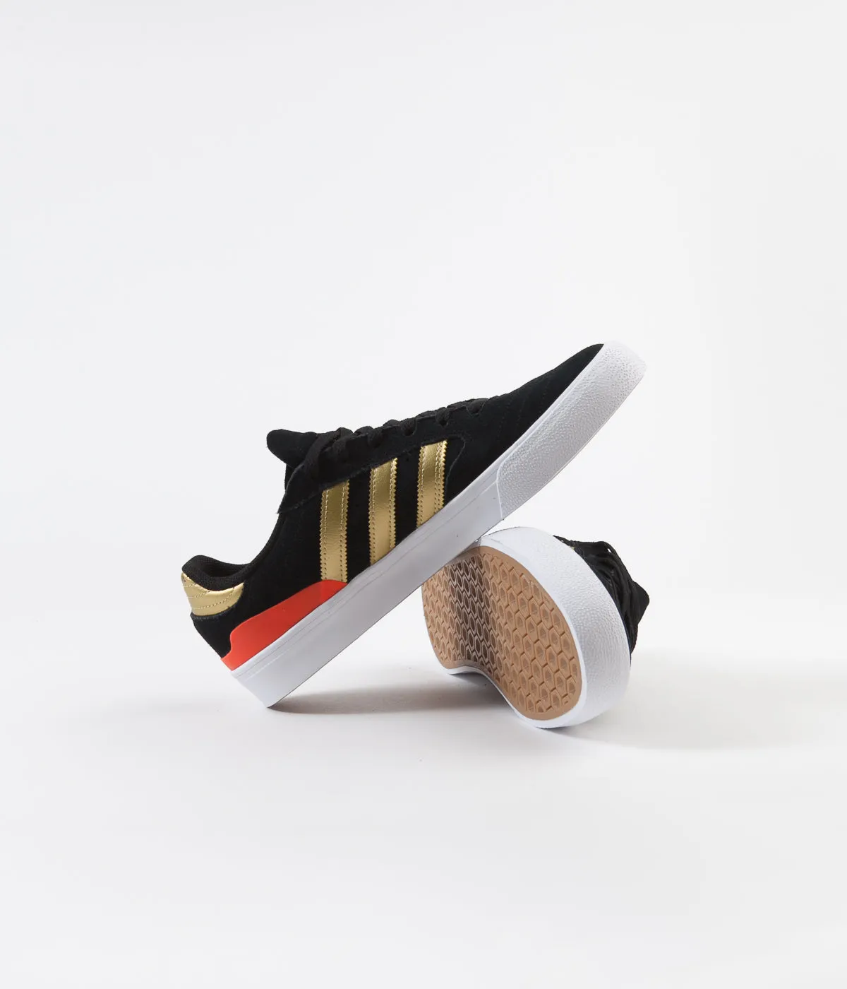 Adidas Busenitz Vulc II Shoes - Core Black / Gold Metallic / Solar Red