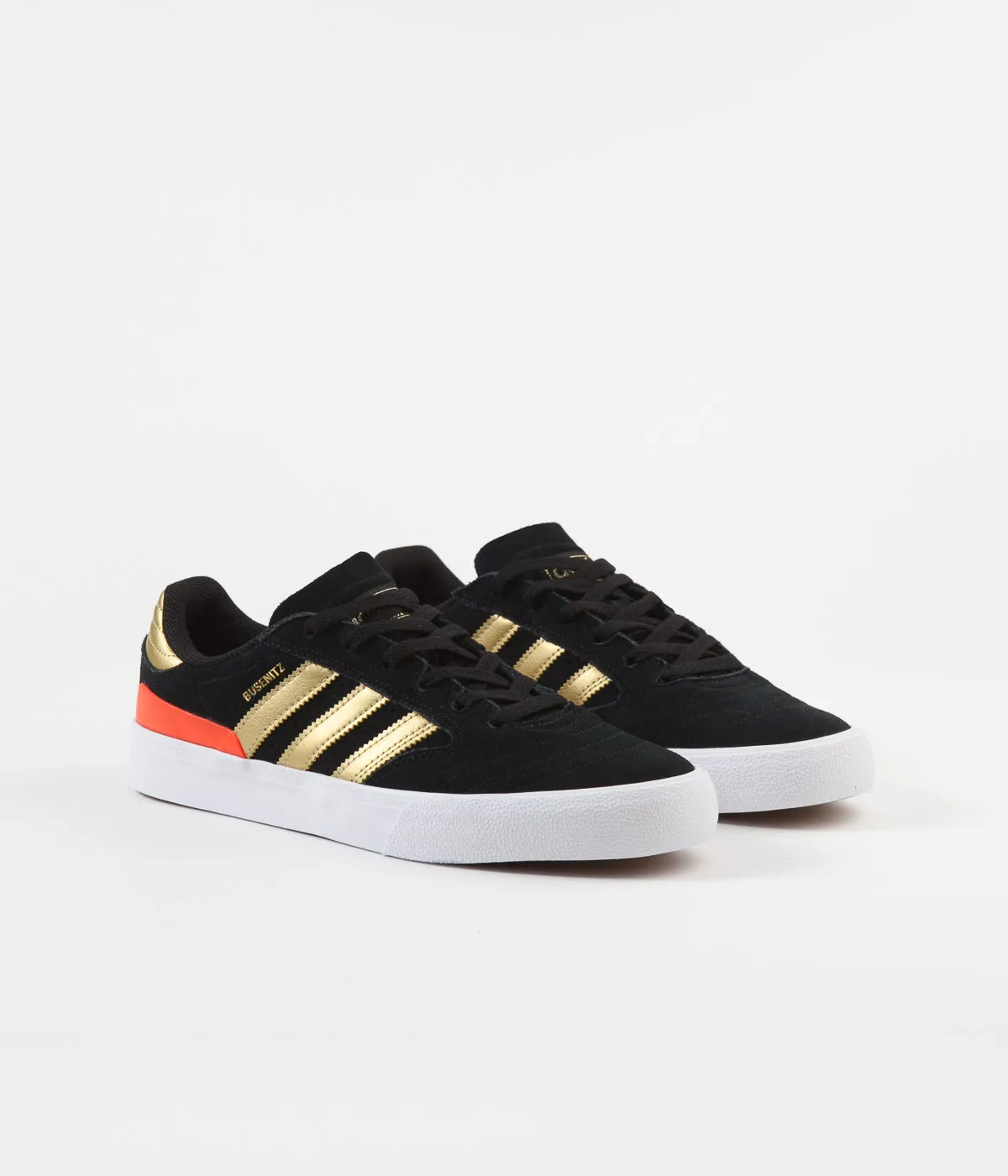 Adidas Busenitz Vulc II Shoes - Core Black / Gold Metallic / Solar Red