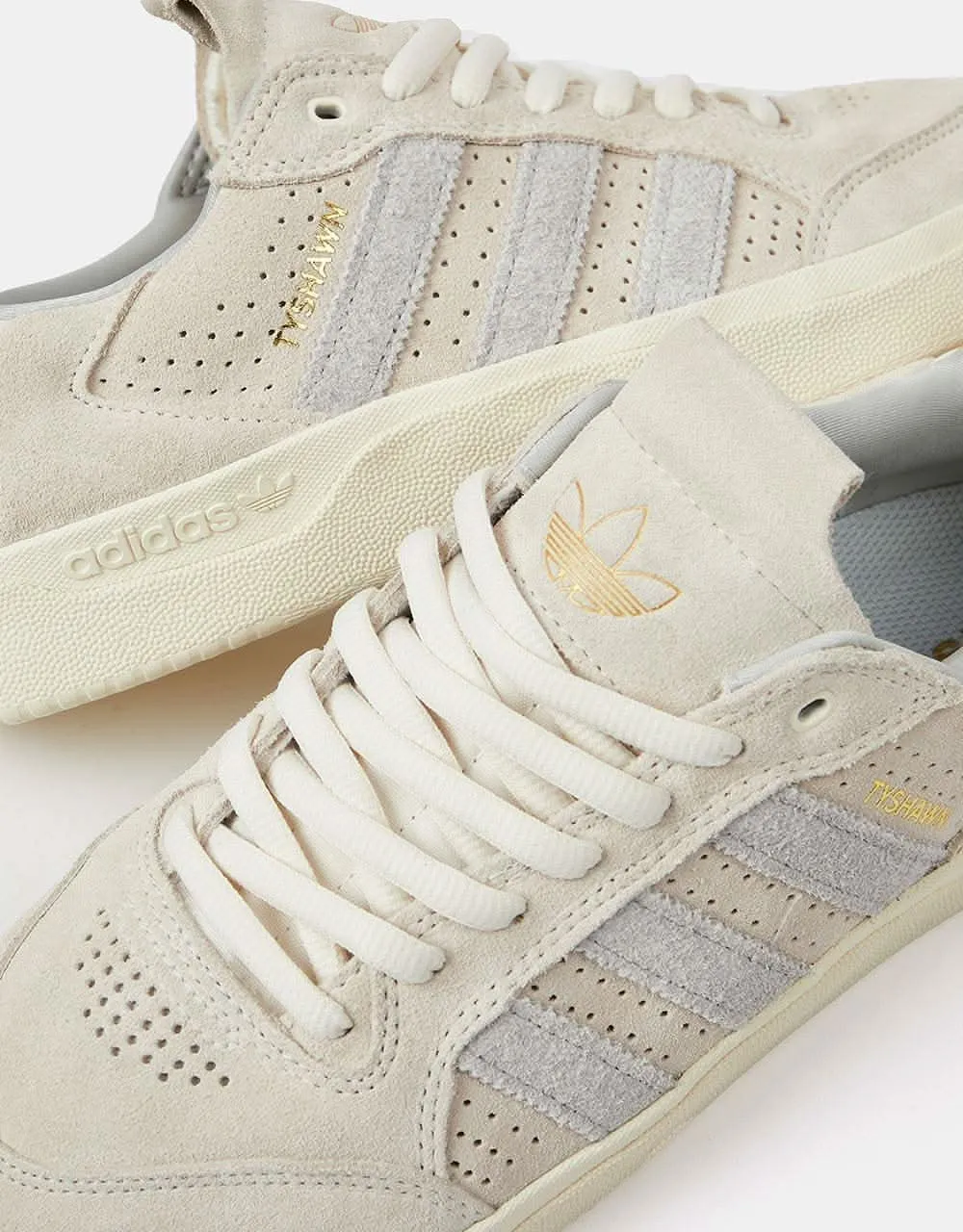 adidas Tyshawn Low Skate Shoes - Chalk White/Grey/Cream White