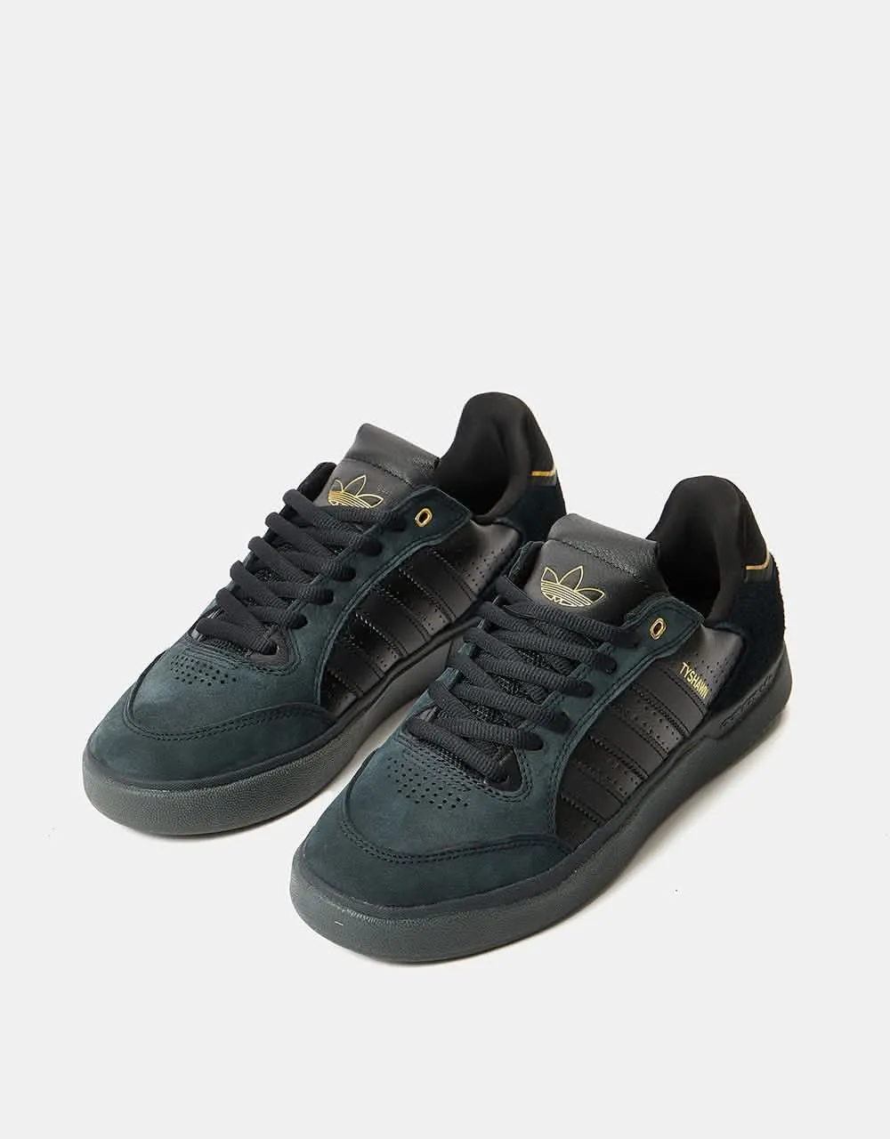 adidas Tyshawn Low Skate Shoes - Core Black/Core Black/Gold Metallic