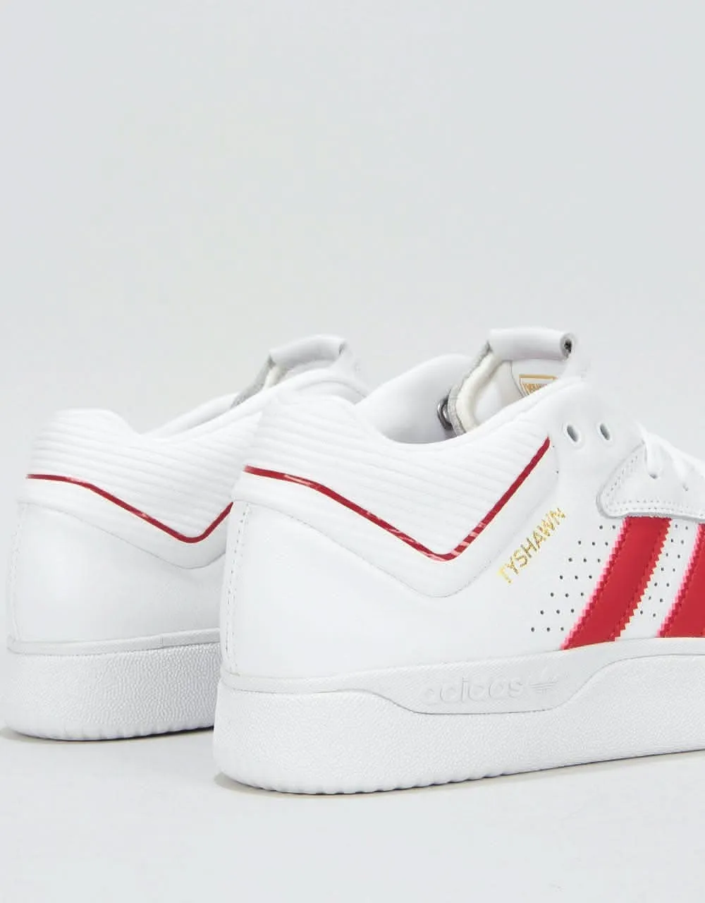 adidas Tyshawn Skate Shoes - White/Scarlet/White