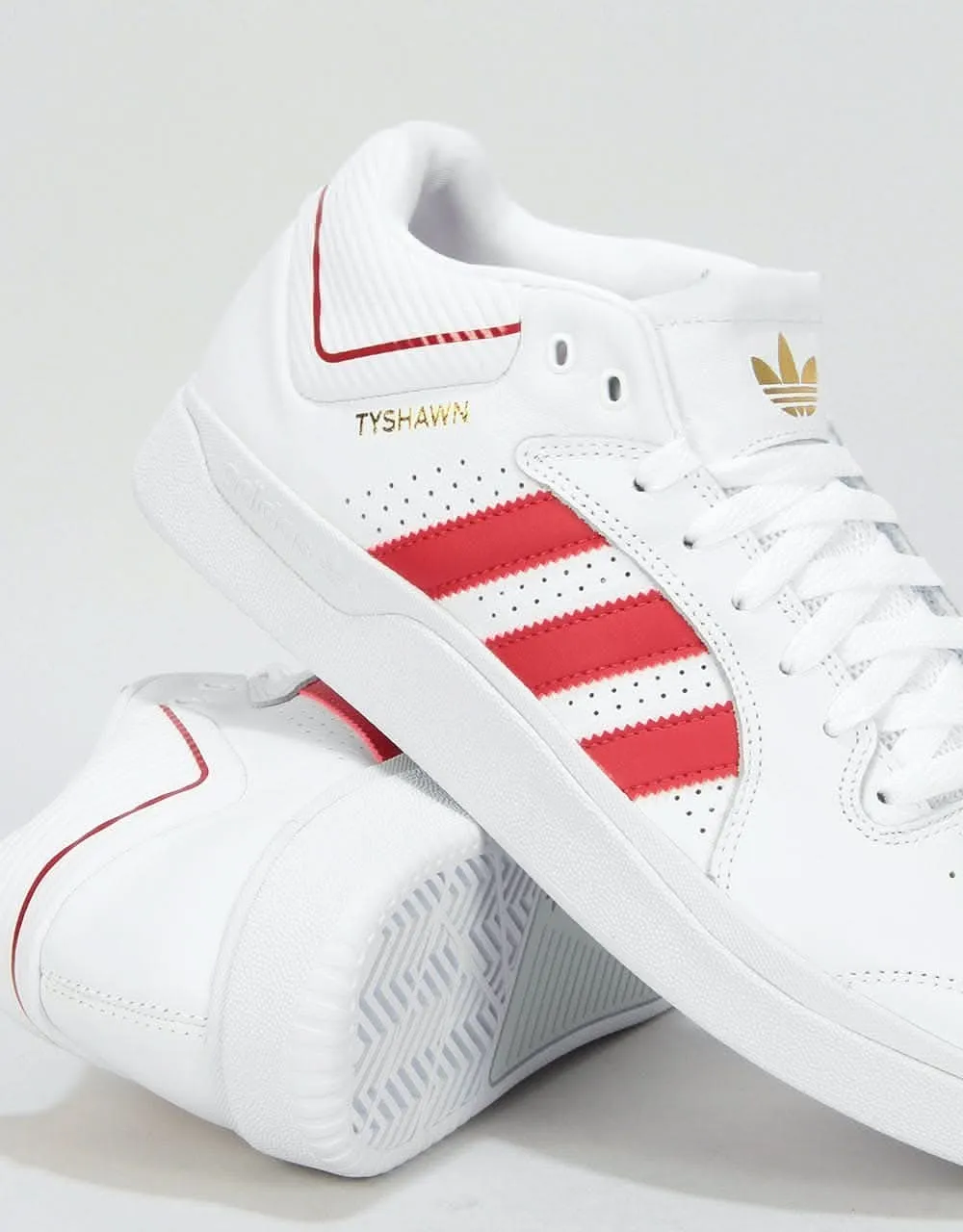 adidas Tyshawn Skate Shoes - White/Scarlet/White