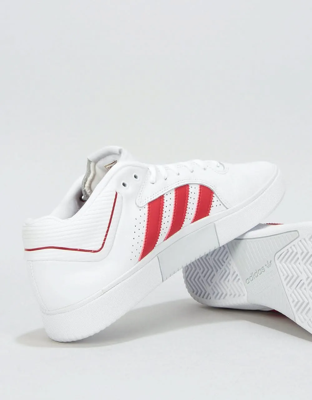 adidas Tyshawn Skate Shoes - White/Scarlet/White