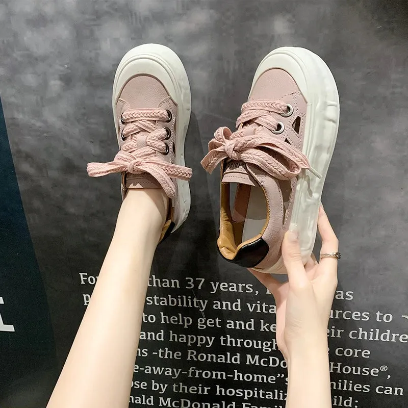 Advbridge -  Summer Hot Selling Platform Flat Hollowed Out Sneakers Breathable Casual Women Sandals Lace Up Female Flat Vulcanized Shoes