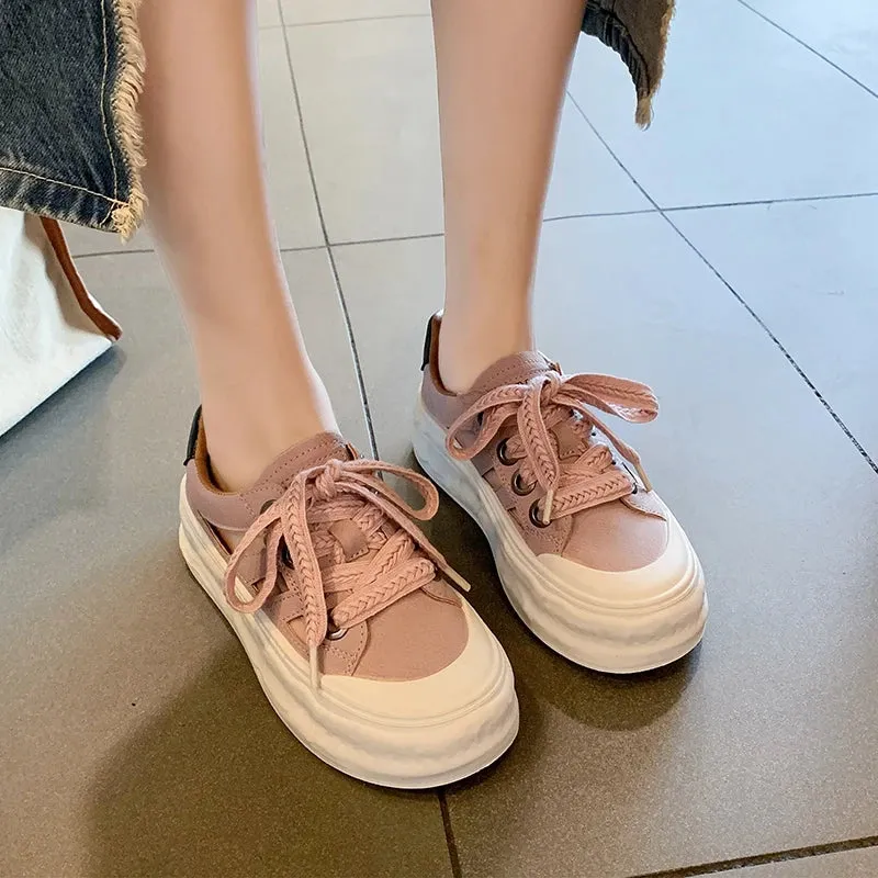 Advbridge -  Summer Hot Selling Platform Flat Hollowed Out Sneakers Breathable Casual Women Sandals Lace Up Female Flat Vulcanized Shoes