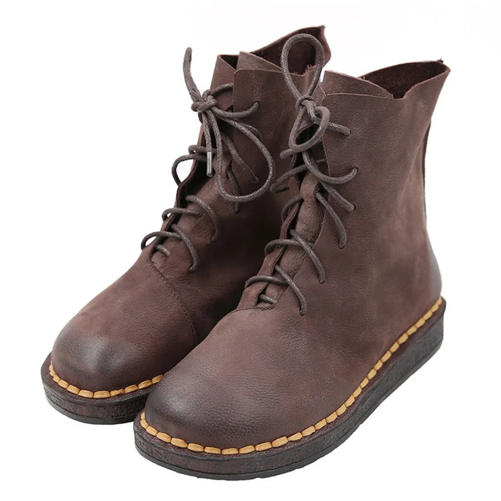 Autumn Retro Handmade Leather Martin Ankle Women's Boots | Gift Shoes