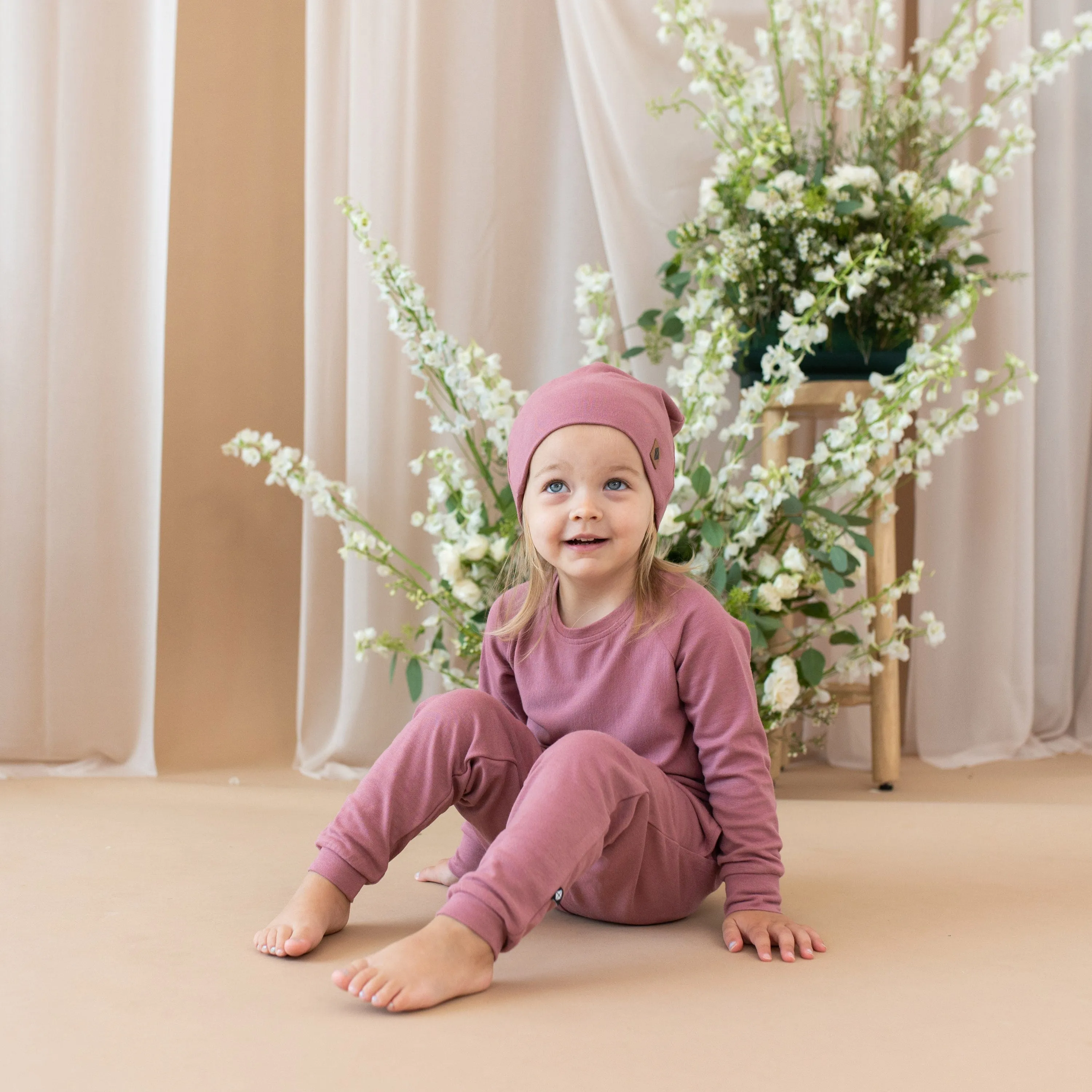 Bamboo Jersey Beanie in Dusty Rose