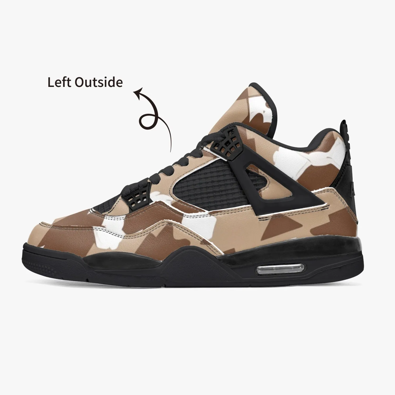 Baskets de basket-ball AJ4 semelle noires "Motif militaire marron" (698)