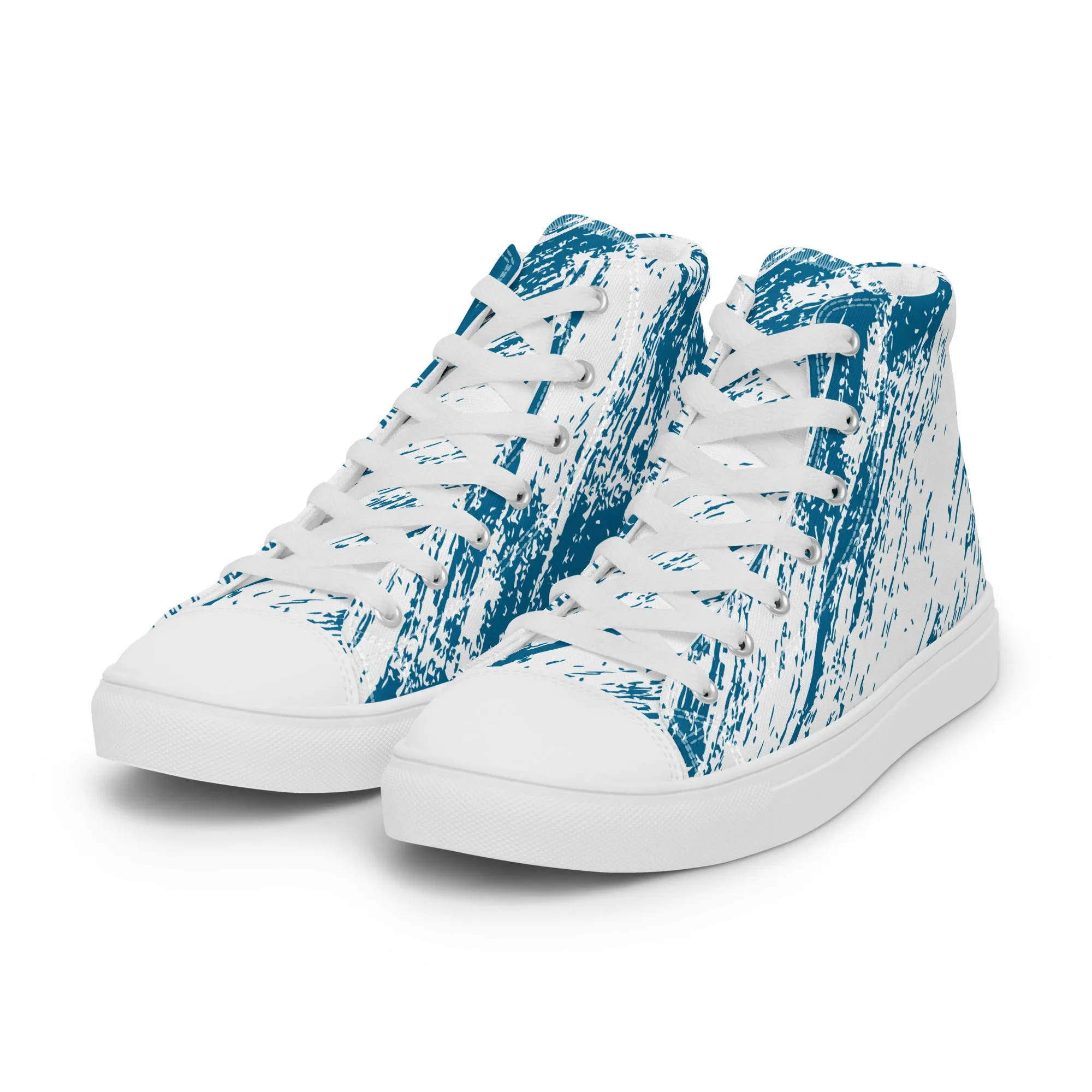 Baskets hautes en toile homme "Hachures bleues"