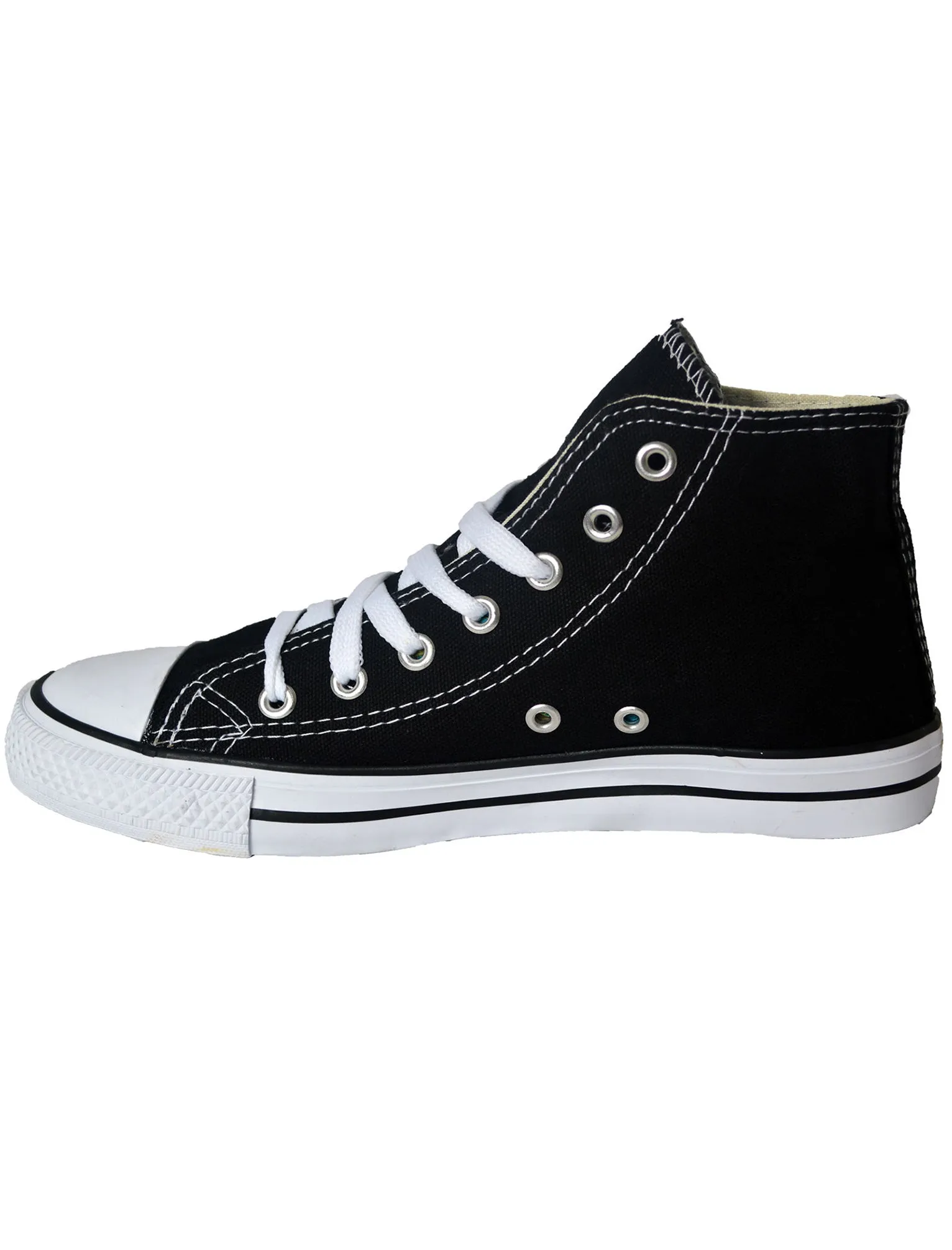 Becca black canvas lace up hi top trainers