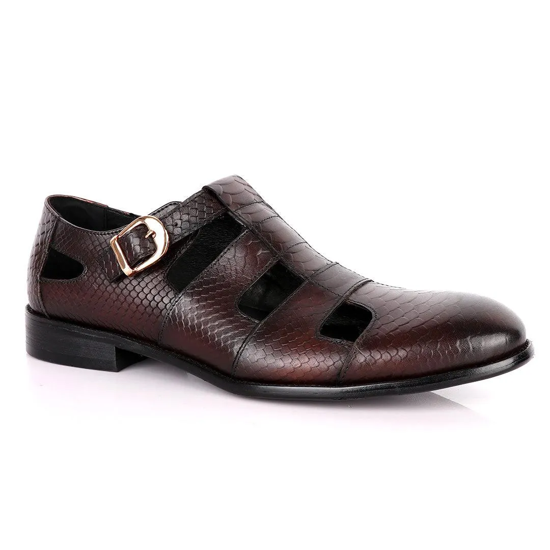 Billionaire Couture Open Design Coffee Leather Shoe