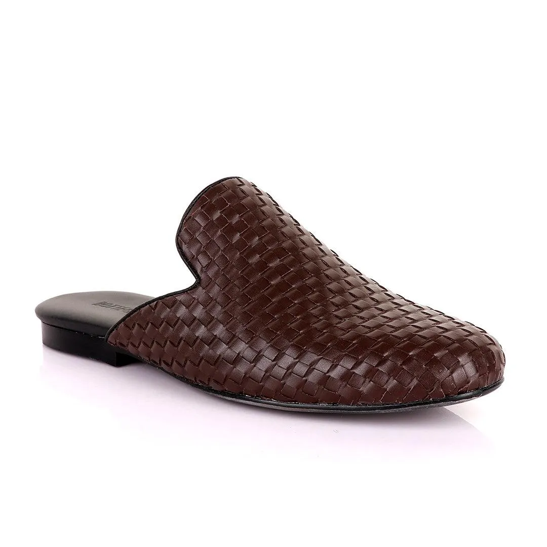 Bottega Veneta Vintage Brown wooven Leather Mole Half Shoe