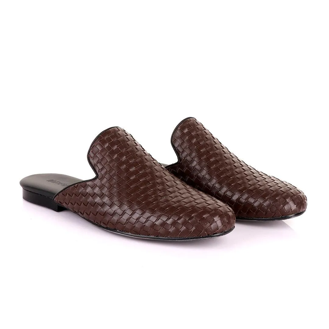 Bottega Veneta Vintage Brown wooven Leather Mole Half Shoe