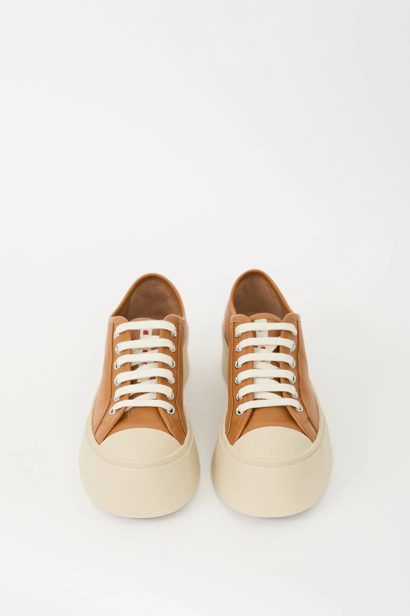 Brown & Beige Leather & Rubber Pablo Platform Sneaker