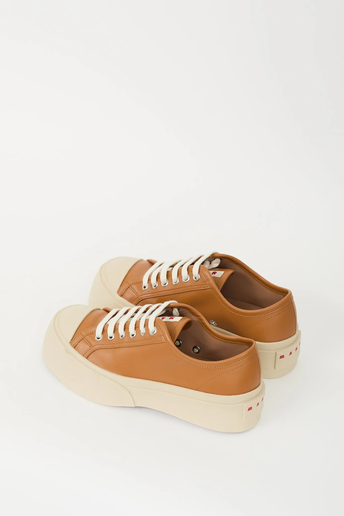 Brown & Beige Leather & Rubber Pablo Platform Sneaker