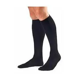 BSN Jobst Men's Knee High Ribbed Compression Socks Medium, Black, Closed Toe, Latex-free - 1 Pair