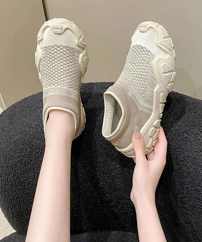 Chic Splicing Breathable Platform Beige Sport Shoes JJ024