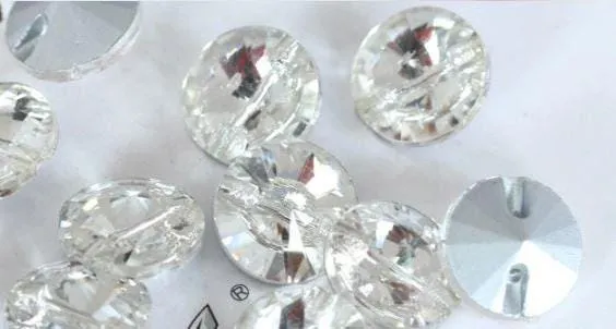 Clear Crystal Round Rivoli Pointback Sew On Rhinestones Glass Strass Sew-On button Rhinestone 10pc by Crystal wedding uk