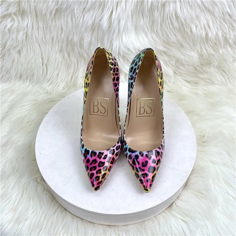 Colorful Leopard Print Fashionistas Pointed-toe Stiletto Heels Shoes