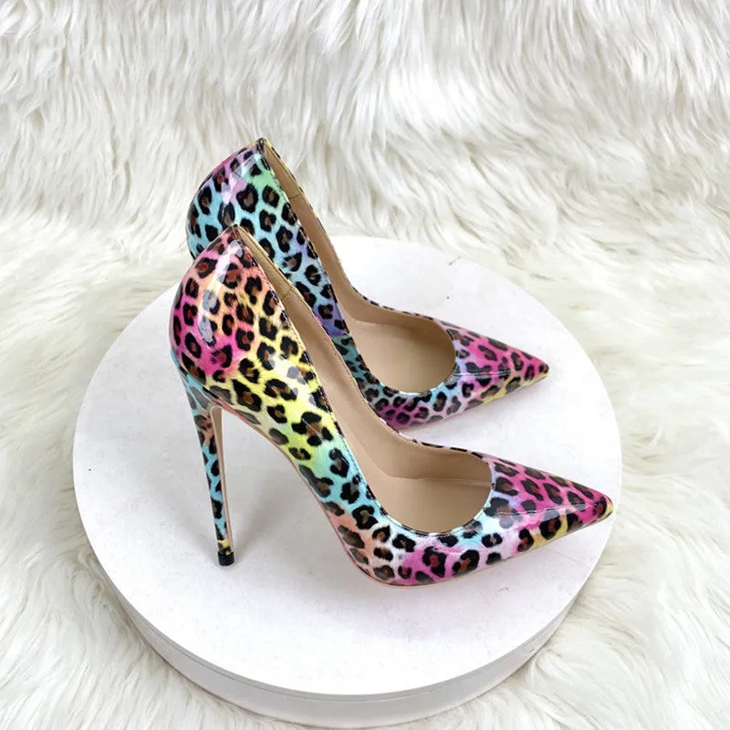 Colorful Leopard Print Fashionistas Pointed-toe Stiletto Heels Shoes