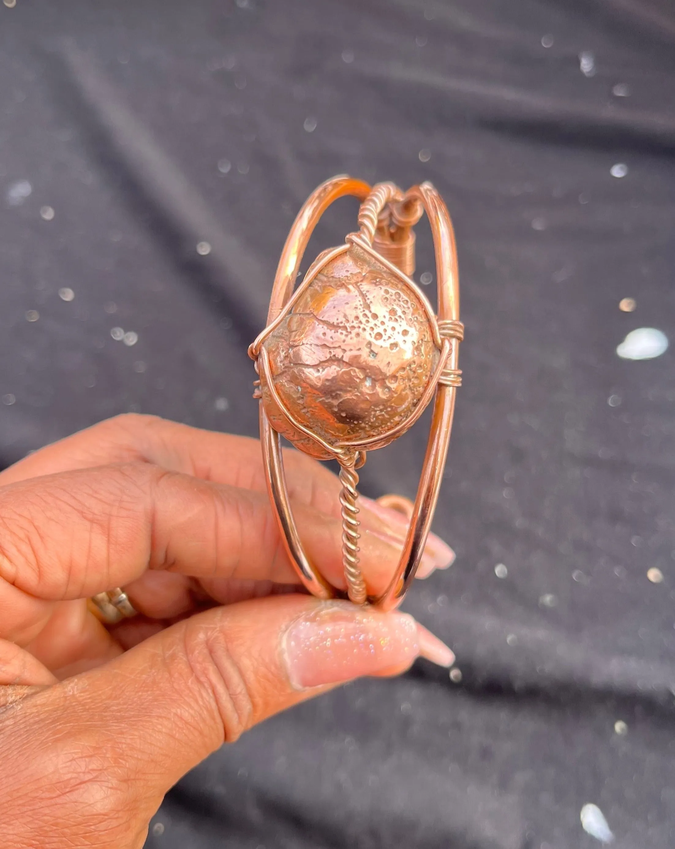 Copper Nodule Copper Cuff  Bracelet