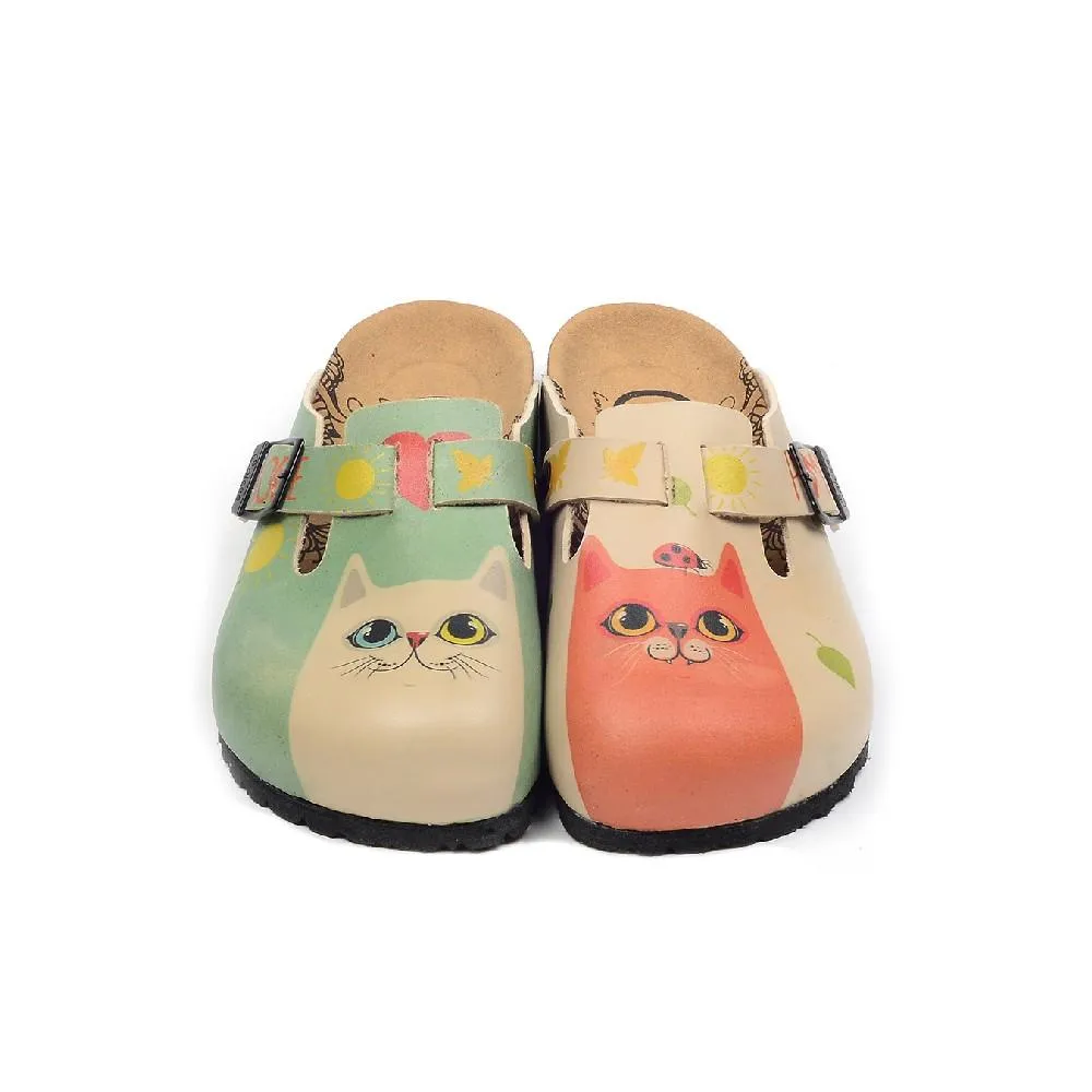 Coral & Mint Buckle-Accent Cat Clogs – CAL397