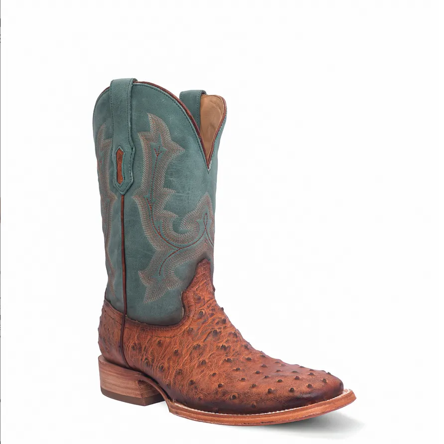 Corral Men's Embroidered Cognac & Navy Ostrich Western Boots A4500