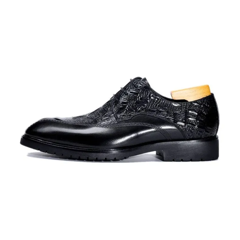 CrocoLuxe Exuberant Crocodile Pattern Lace-Up Dress Shoes