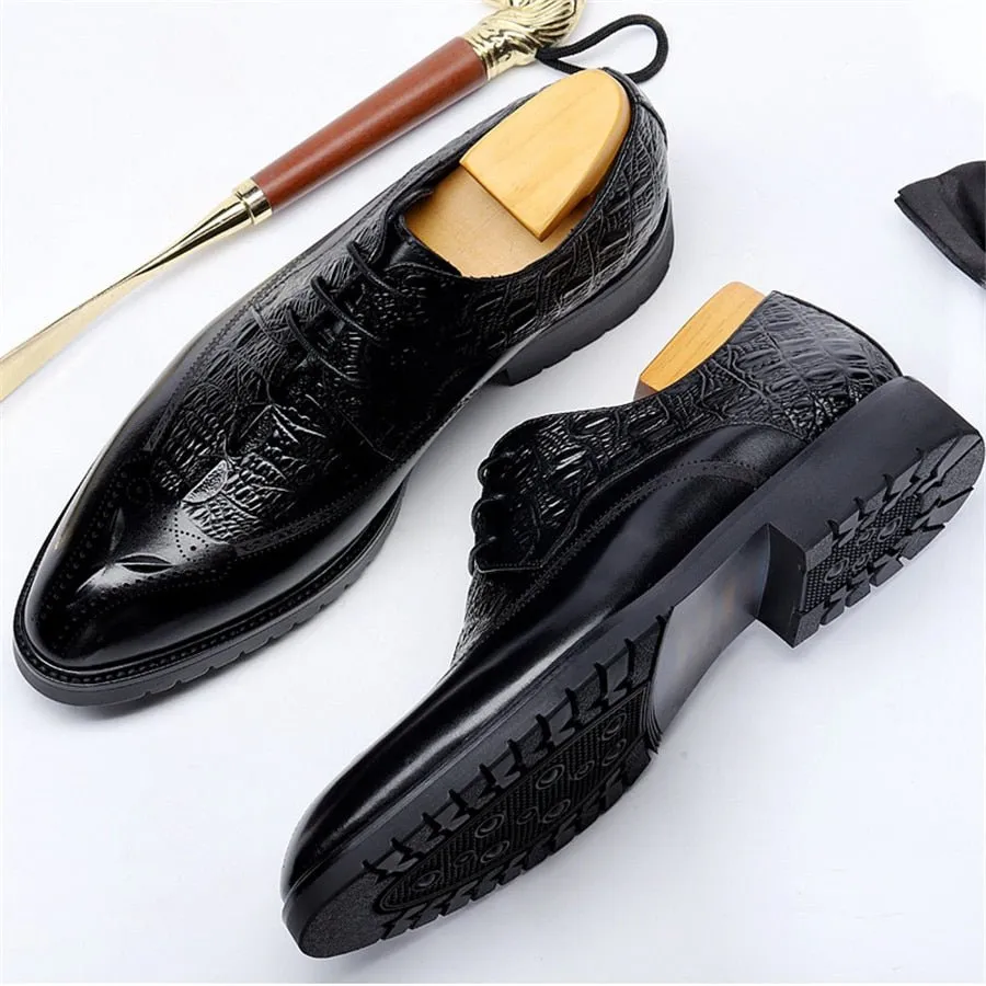 CrocoLuxe Exuberant Crocodile Pattern Lace-Up Dress Shoes