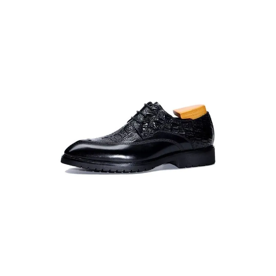 CrocoLuxe Exuberant Crocodile Pattern Lace-Up Dress Shoes