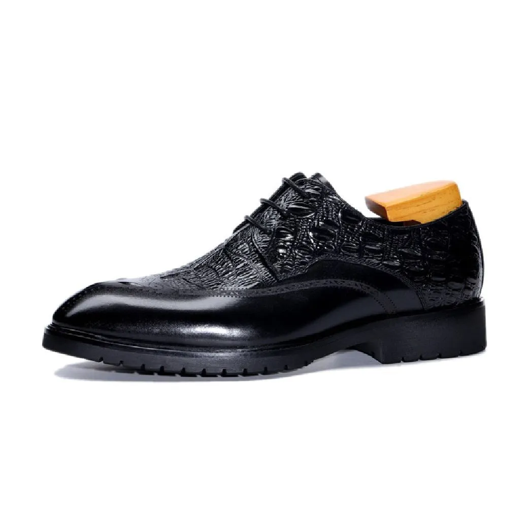 CrocoLuxe Exuberant Crocodile Pattern Lace-Up Dress Shoes