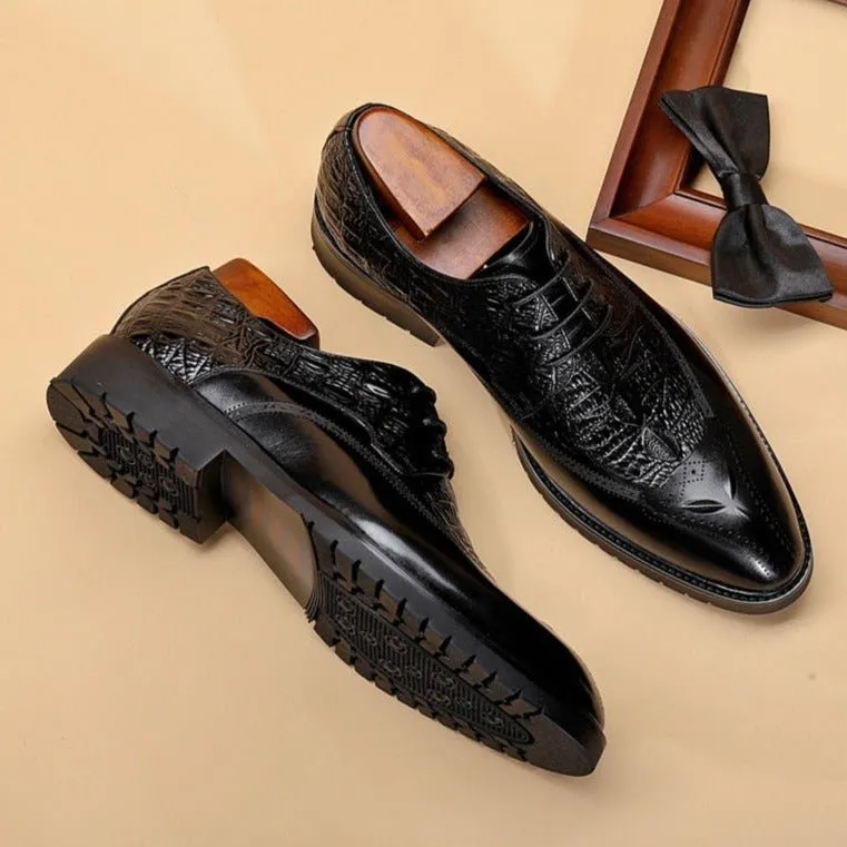 CrocoLuxe Exuberant Crocodile Pattern Lace-Up Dress Shoes