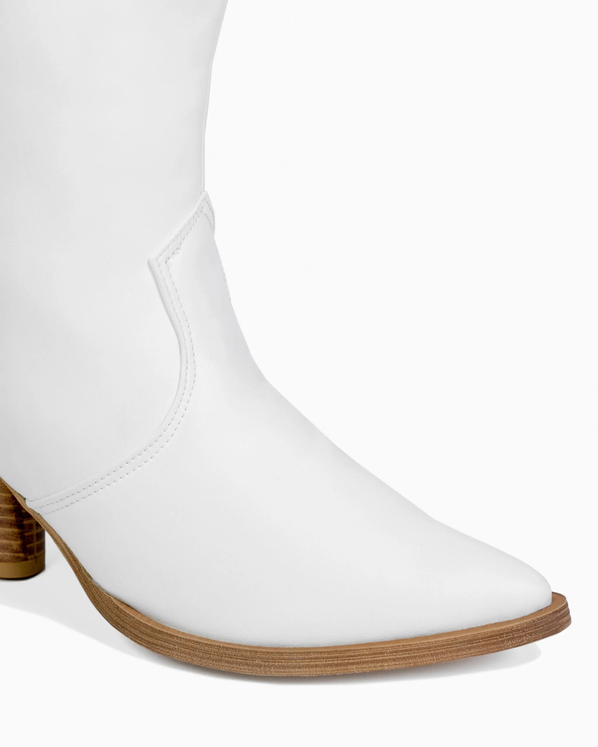 Desserto® Cactus Leather Vegan Heeled Cowboy Boots | White Nopal