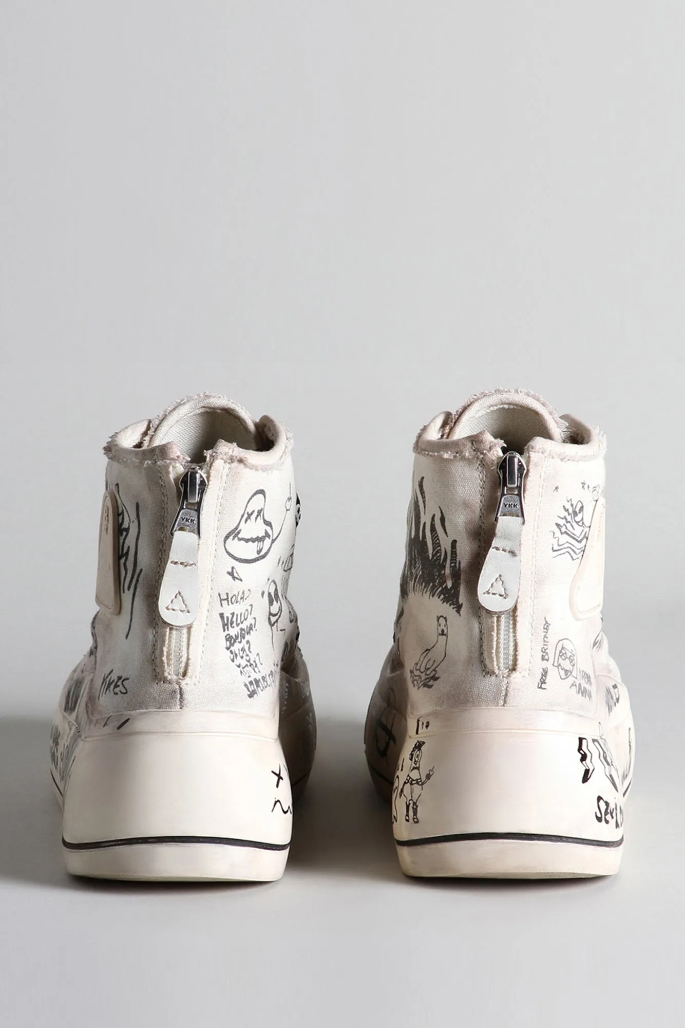 DOUBLE GROMMET KURT HIGH TOP SNEAKER - GRAFFITI ECRU CHECKER