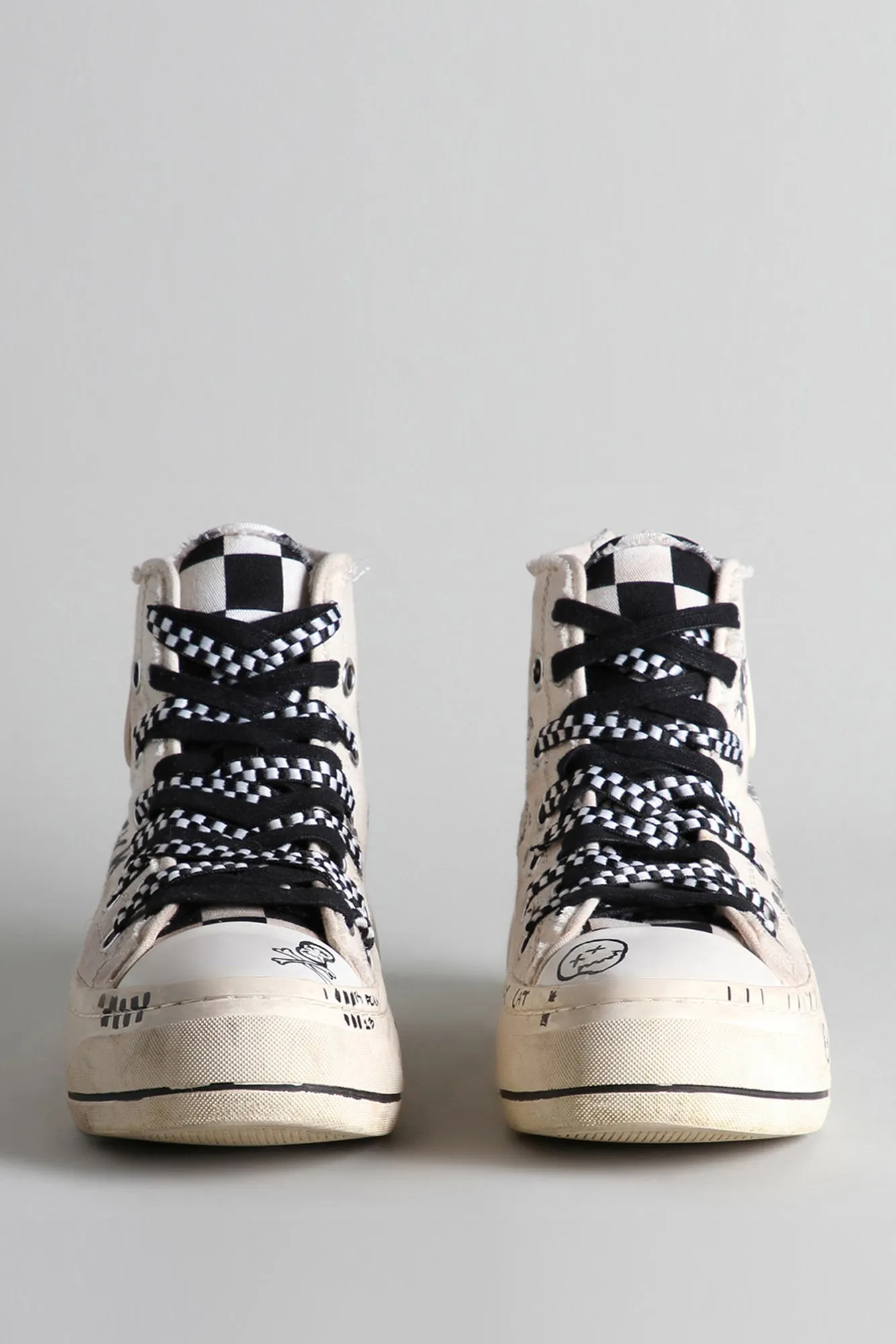 DOUBLE GROMMET KURT HIGH TOP SNEAKER - GRAFFITI ECRU CHECKER