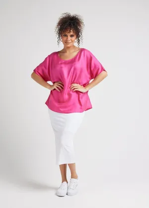 Dua Oversized Silk Top - Fuschia