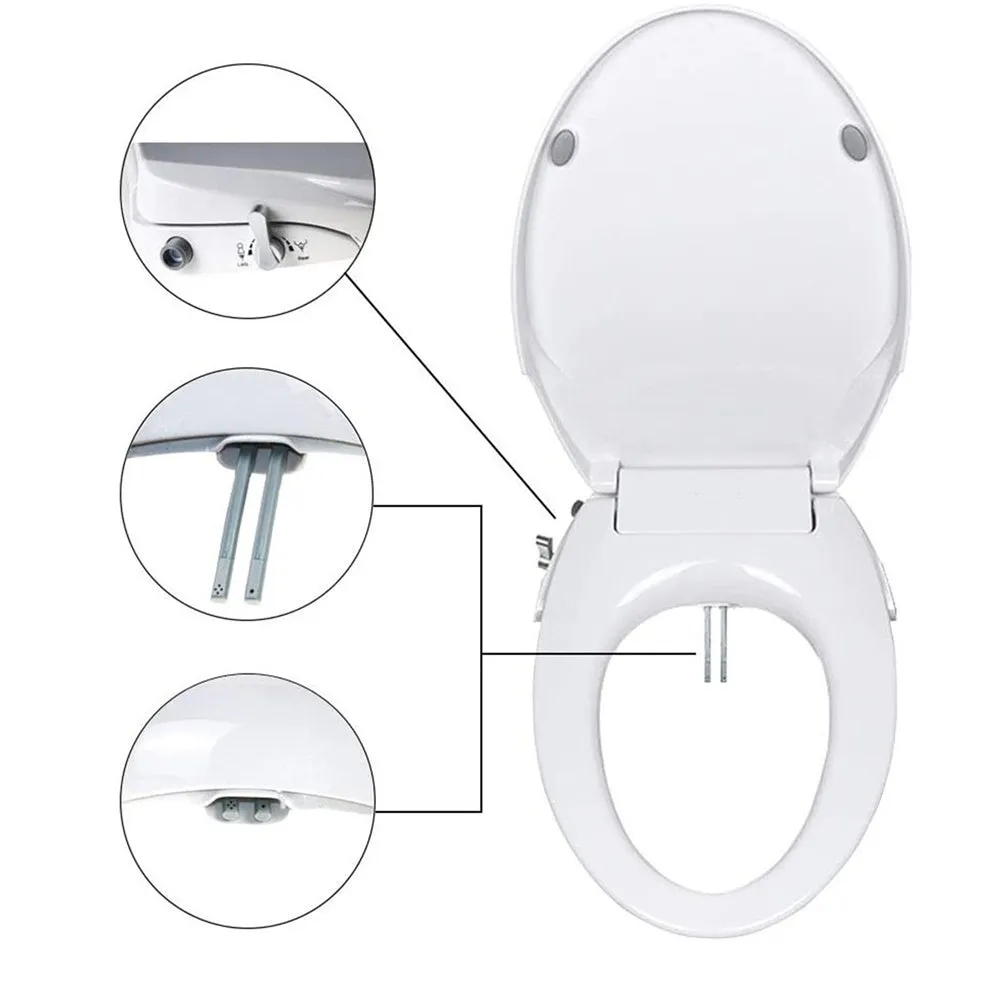 Dual Nozzle Non Electric Bidet Toilet Seat, Soft-Close