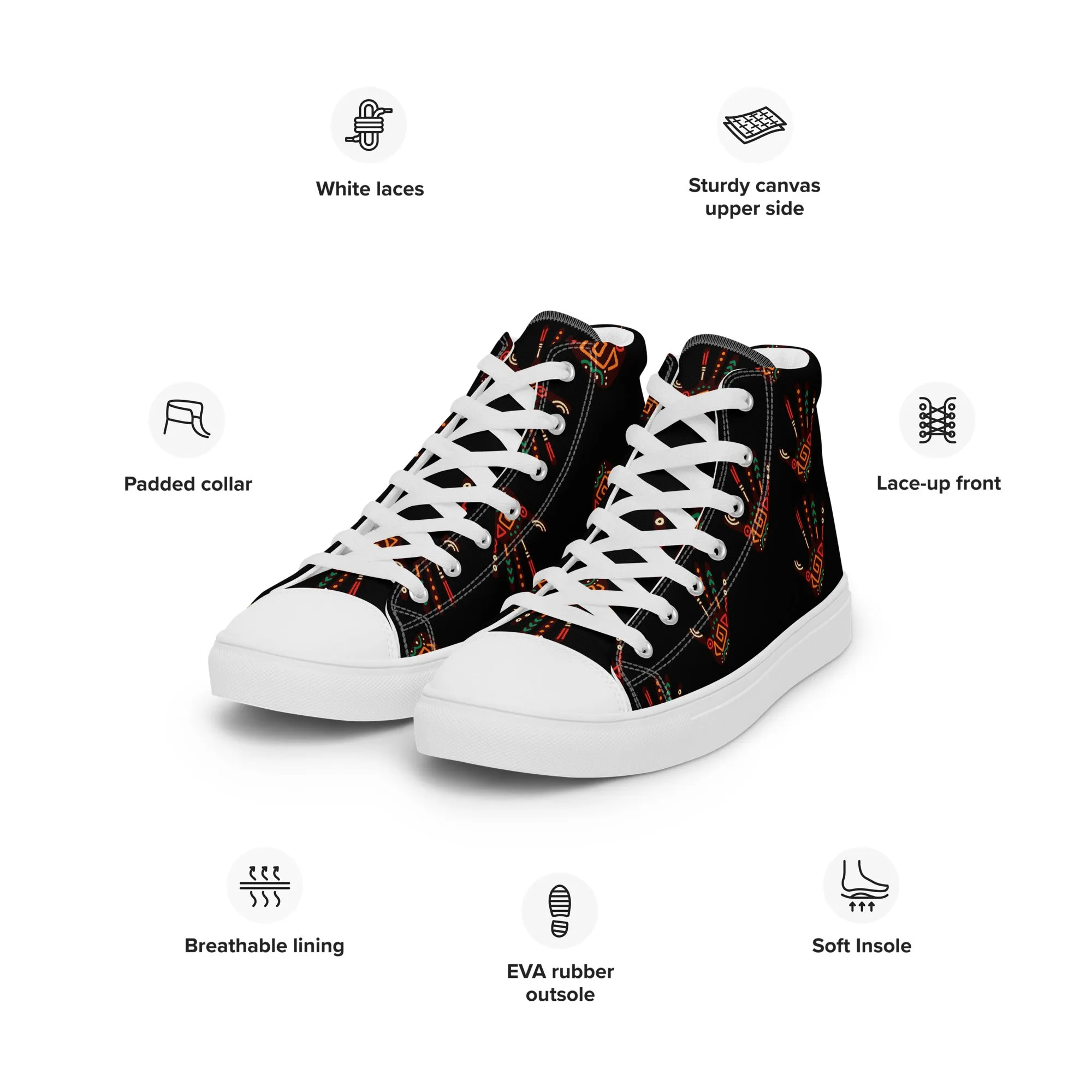 Duro Tribal Palm Print Women’s High Top Canvas Shoes