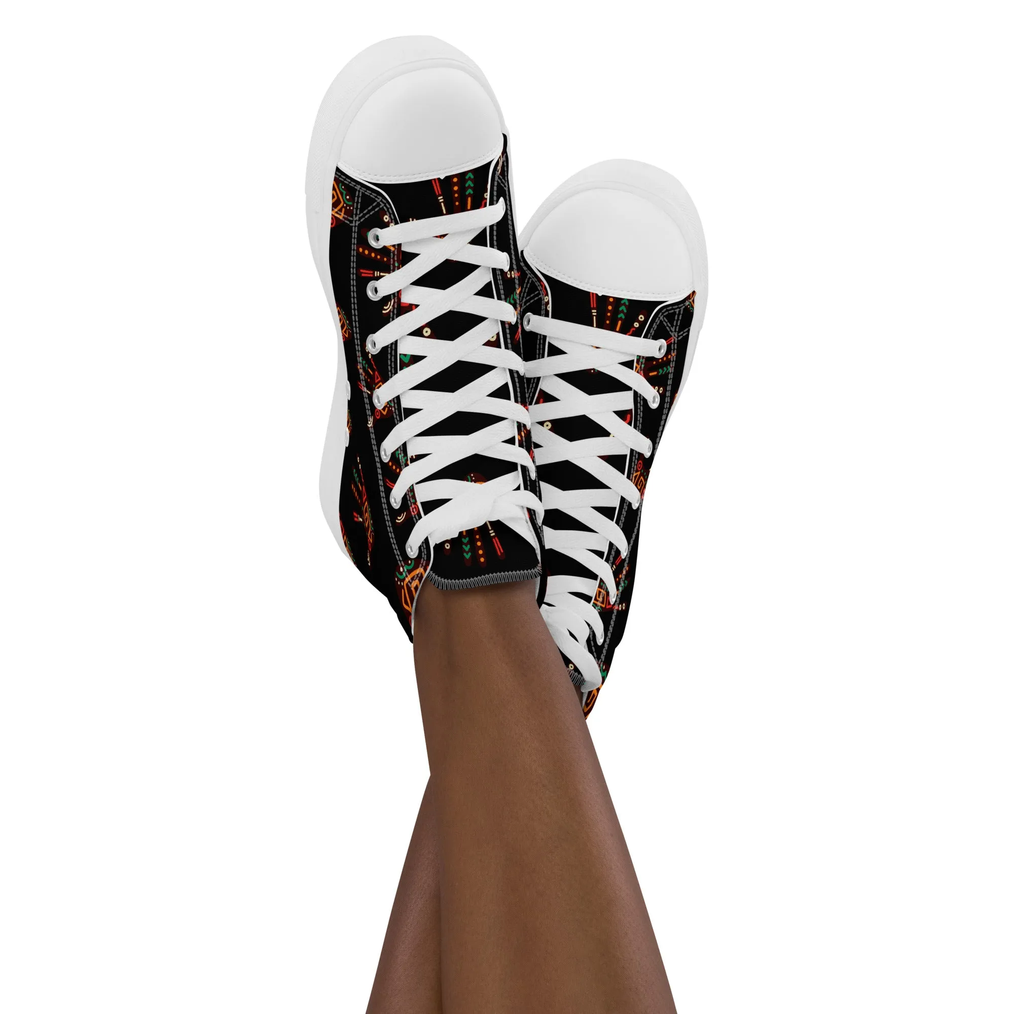 Duro Tribal Palm Print Women’s High Top Canvas Shoes