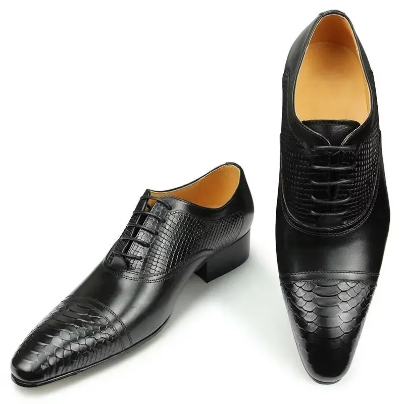 Elegant Custom Brogue Leather Lace-up Wedding Shoes