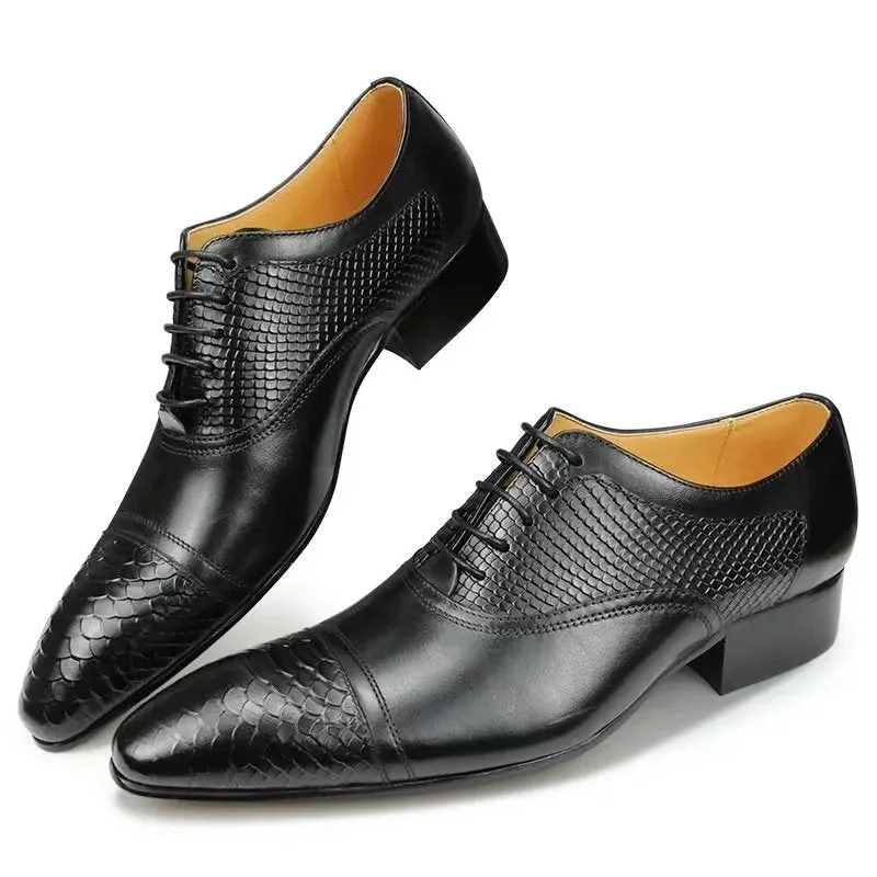 Elegant Custom Brogue Leather Lace-up Wedding Shoes