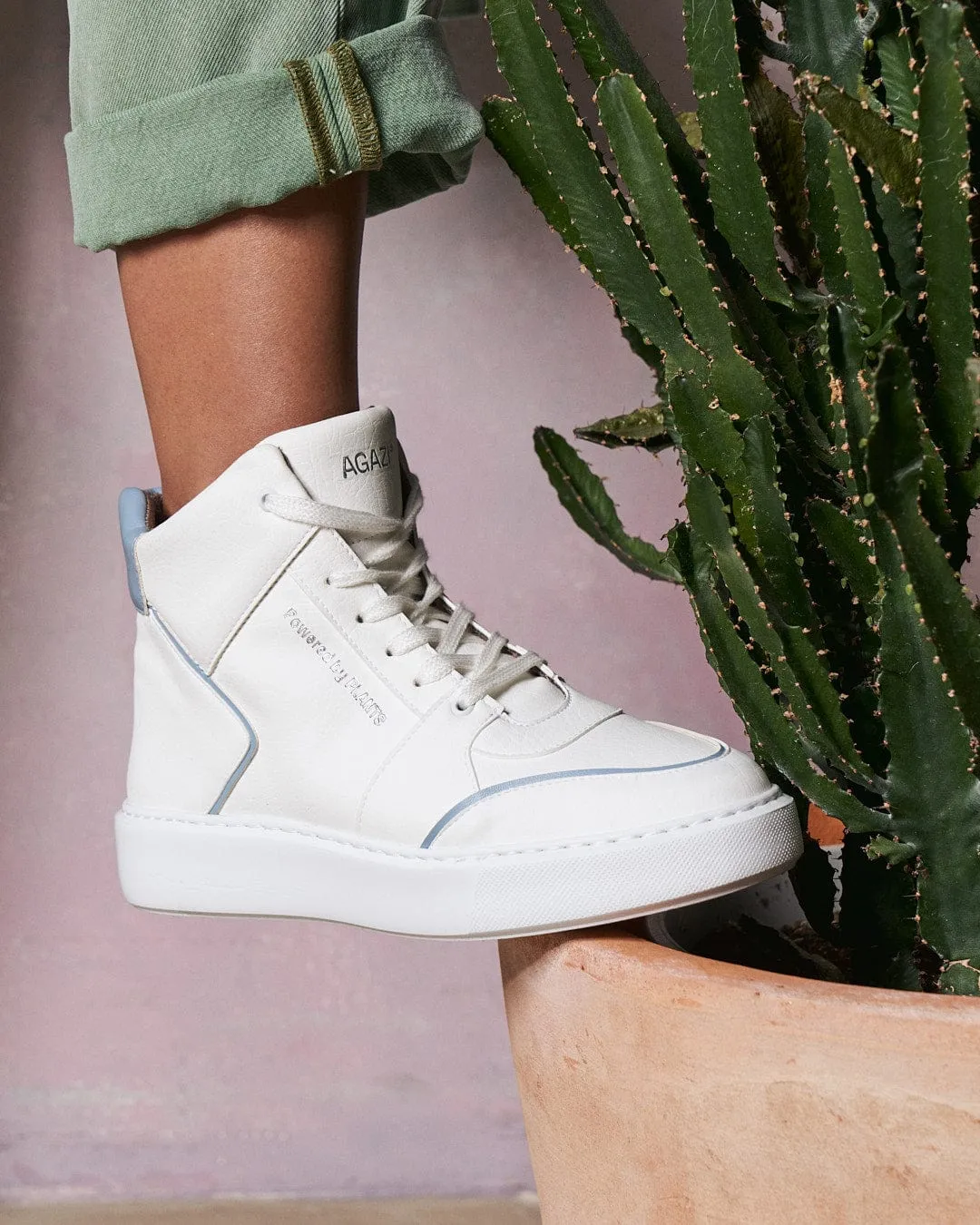 Emi Women's Vegan Leather Sneakers | White & Blue