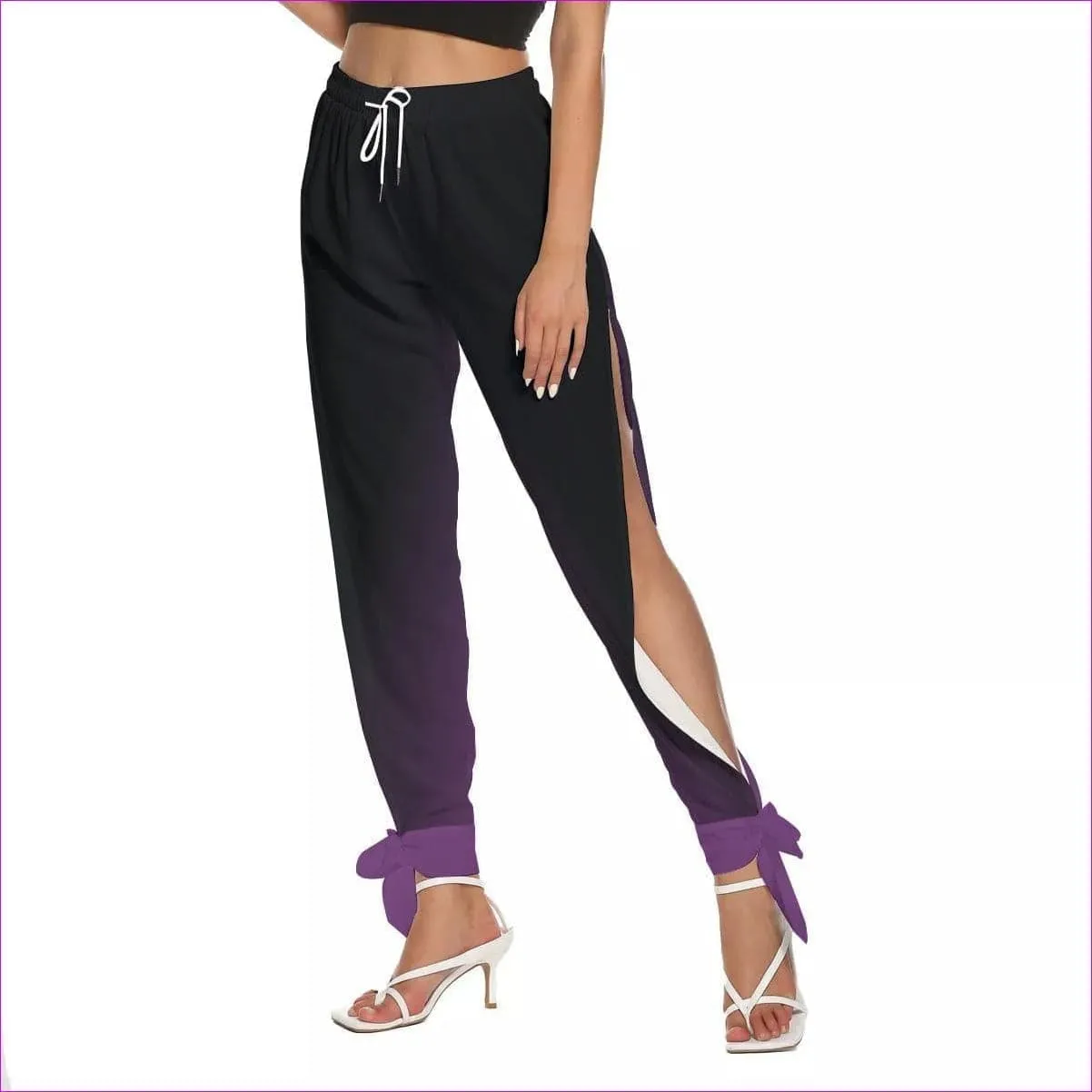 Fade Womens Side Seam Cutout Pants With Bottom Strap