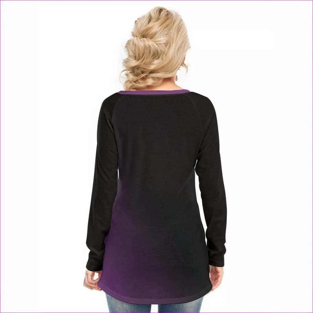 Fade Womens V-Neck Long Sleeves with Side Zip T-shirt