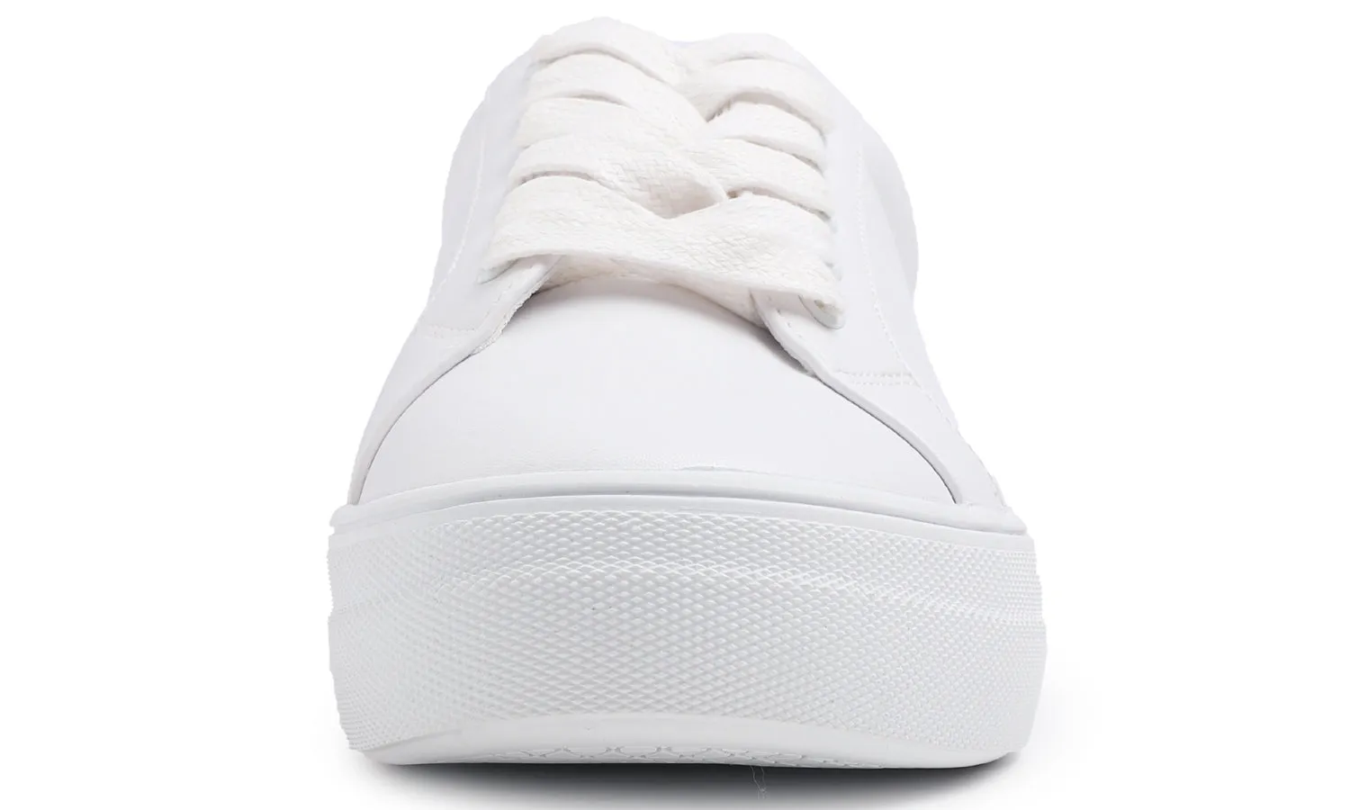 Feversole Women's Featured PU Leather White Platform Lace Up Sneaker