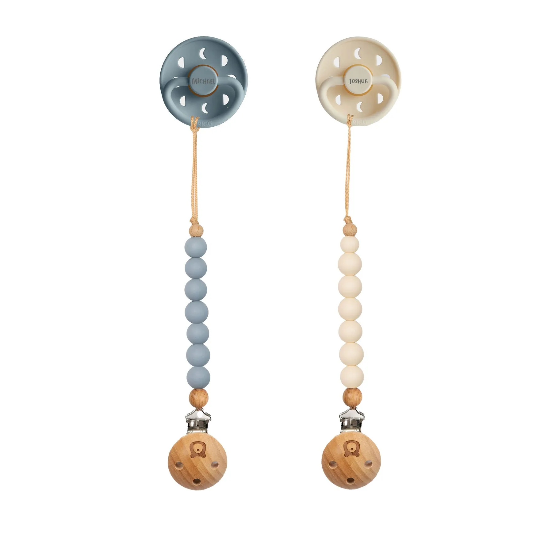 FRIGG Moon Pacifier & Matching JBØRN Clip Set | Personalisable